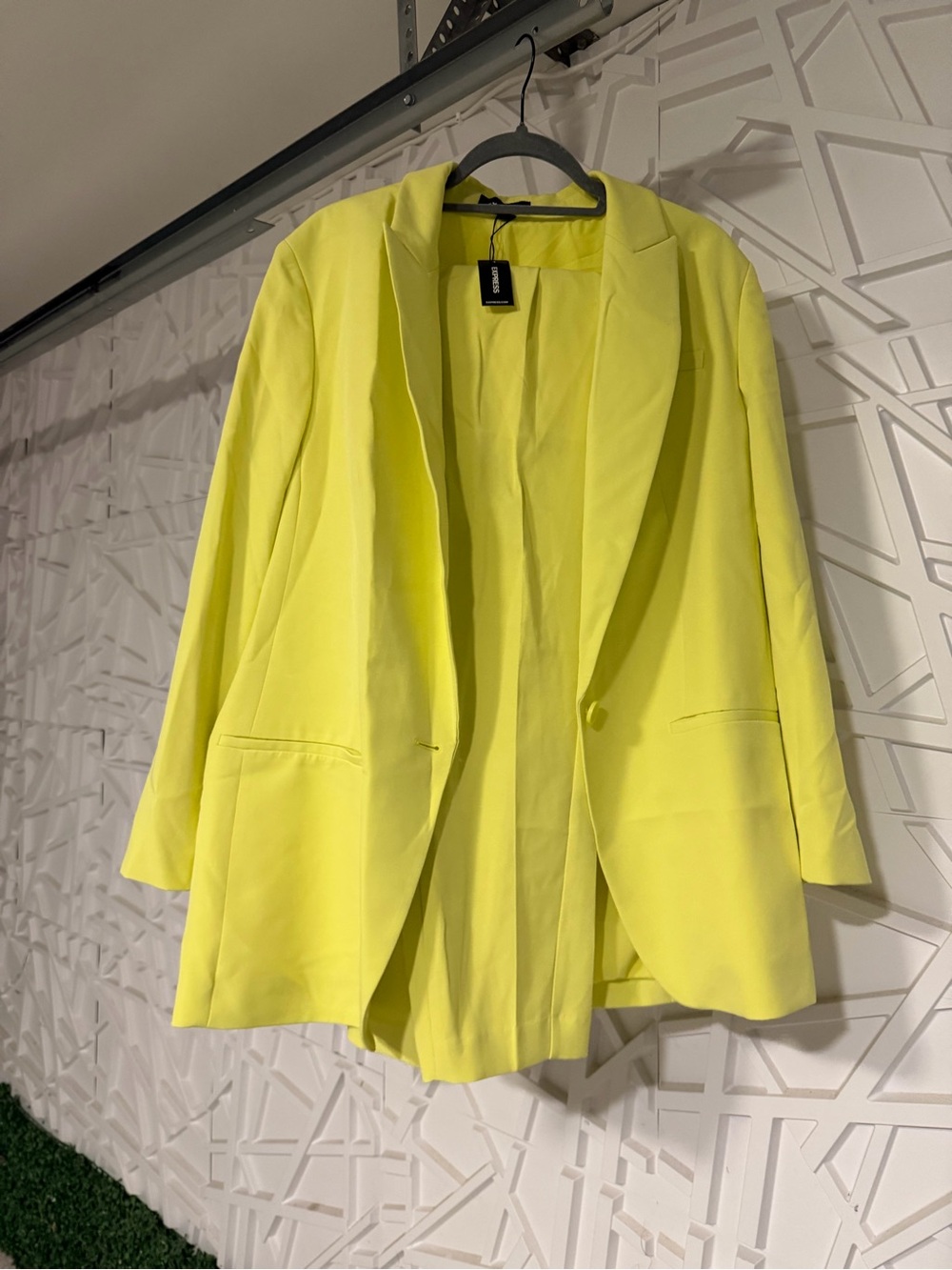 Express Neon Yellow Open-Front Blazer